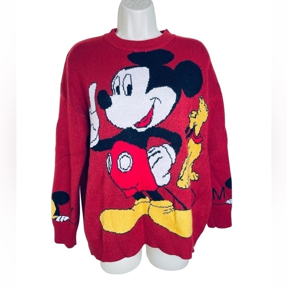 Disney Mickey Mouse Crew Pullover Sweater Size SM Pluto Long Sleeve Unisex